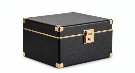 Luxury vanity box isolated on pure white background, photorealistic, textured finish and hardware