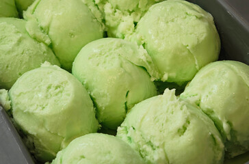 Lemon ice cream in a cooler box