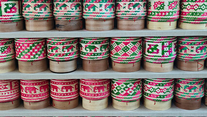 Bamboo woven into sticky rice boxes