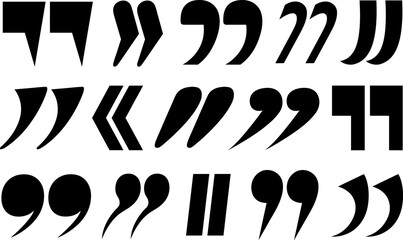 Set of different quotation marks symbols isolated on white background