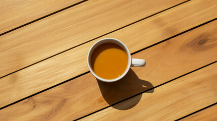 coffee cup on wooden table