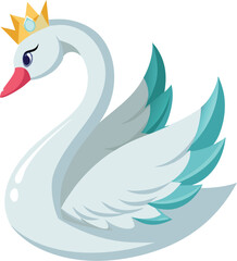 Fototapeta premium Swan Princess Vector with Crown