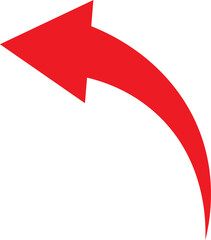 Bold red arrow pointing left and curved downward against white background