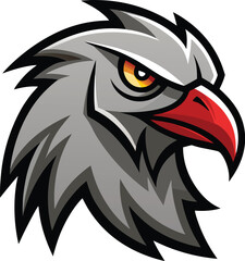 Obraz premium Grey Hawk Head with Red Beak Vector