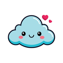 Adorable Smiling Cloud With A Tiny Heart Floating Up