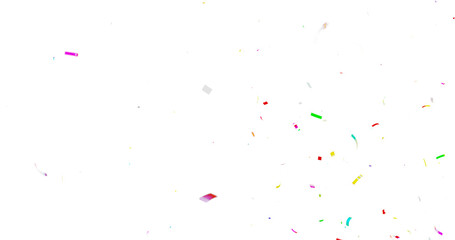 Muticolor Confetti Transparent Background. Confeti Failling White Background. 3d Rendering Transparent Confeti. Colorful bright confetti isolated on transparent background.