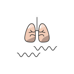 Respiratory AI Icon, Lungs Frequency Breathing Analysis.