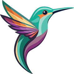 Obraz premium Colorful Hummingbird Flying Left Vector