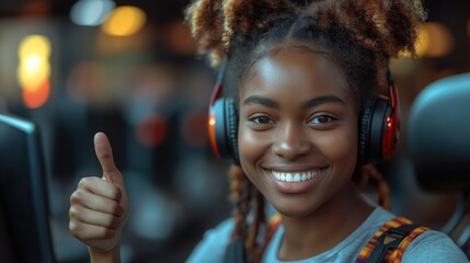 Call center team united with thumbs up to celebrate teamwork and success during busy shift
