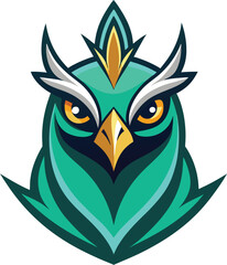 Fototapeta premium Regal Blue Green Falcon Head Vector