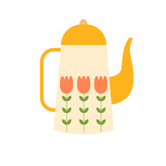 Cute Teapot Elements – Hand-Drawn Flat Design