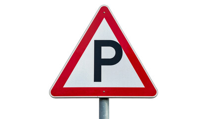 PARKING board triangular isolated on transparent background