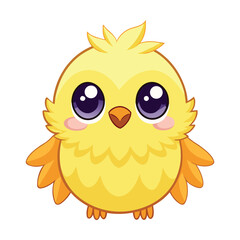 Fototapeta premium Cute Fluffy Chick With Big Eyes And Small Beak Kawaii