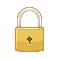 Classic gold padlock icon. Security, privacy, locked access, and protection vector symbol.