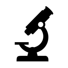 Microscope black silhouette icon. Science, research, and laboratory equipment vector symbol.