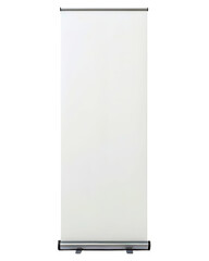 Retractable roll-up banner stand with blank white display on a transparent background