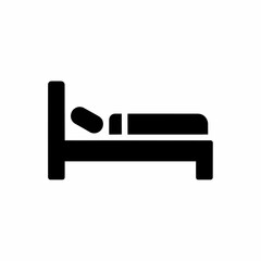 Simple Black Silhouette Icon of a Person Sleeping in Bed