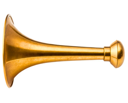Vintage brass hunting horn on a transparent background - Powered by Adobe