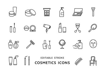 いろんな化粧品・コスメのアイコンセット（モノクロ）