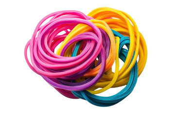 Colorful Rubber Bands Ball on Black Background Elastic Bands Craft Supplies School Office on transparent background