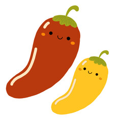 cute vegetable illustration transparant background - chilli hot