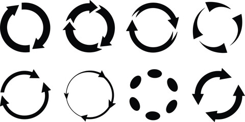 Circular Arrow Icons Set - Refresh, Recycle, and Loop Symbols