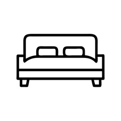 Bed with two pillows in minimalistic line art style  