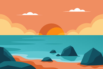 Coastal Rocks And Gentle Waves At Sunrise