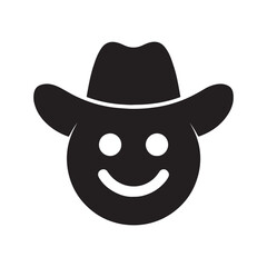 Face with cowboy hat emoji silhouette vector icon illustration