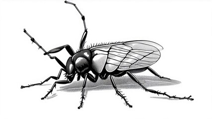 insect drawing, cockroaches close-up on white background