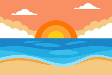 Fototapeta premium Serene Beach Sunrise with Gentle Ocean Waves