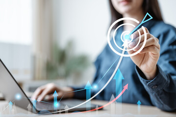 Target success concept. Bullseye objective dart board. Targeting audience market strategy. Focus...