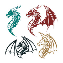 Set of three dragons