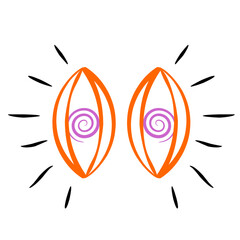 Fototapeta premium Abstract Handdrawn Style Pair of Eyes with Swirls Illustration