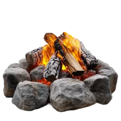 Fototapete Rund Brennholz bonfire isolated on white background   © REBEKASULTANA