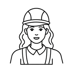 Female Construction Worker In Continuous Line Style For Occupation Labor And Career Illustration