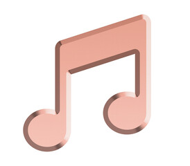 3D Rose Gold musical note icon