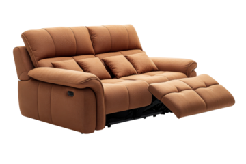 Plush Comfort Two Seat Reclining Sofa Suede Fabric Couch for Home Living Room Relaxing Seating on transparent background