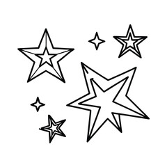 Obraz premium Hand Drawn Doodle Stars Illustration In Continuous Line Style For Decorative Art And Design