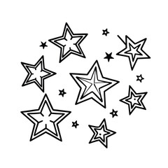 Obraz premium Hand Drawn Doodle Stars In Vector Line Style For Creative Decoration And Sketch Concept