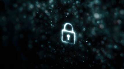 Digital lock icon integrating with blockchain nodes in abstract tech scene