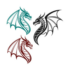Set of three dragons