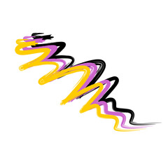 Obraz premium Abstract Brushstroke Zigzag Shape Painting with Yellow Purple Black Colors