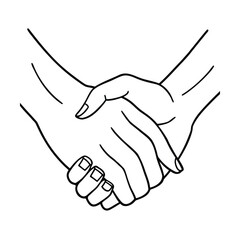 Fototapeta premium Holding Hands In One Line Drawing On White Background For Relationship Unity And Togetherness