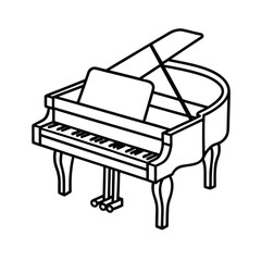 Piano Continuous One Line Vector Drawing In Minimalist Style For Music Instrument Illustration
