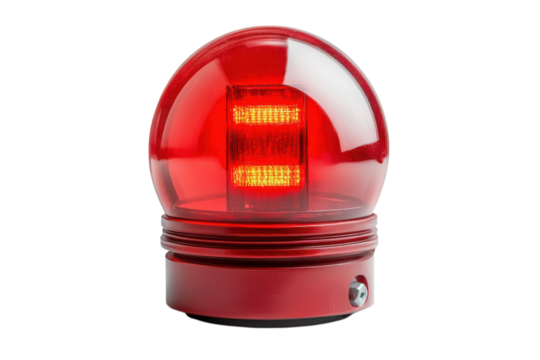 Red Alert Emergency Warning Beacon Blinking LED Security System Safety Device Alert on transparent background