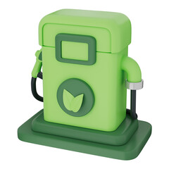 Eco fuel pump with green leaf symbol representing clean energy and alternative power concept