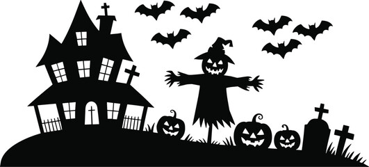 Halloween Scene Svg,Haunted House Svg