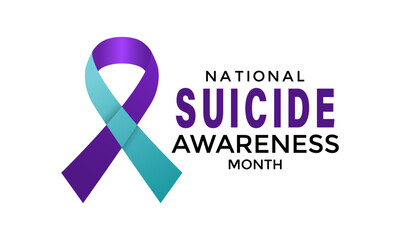 National Suicide Prevention Month vector banner and social media, background design template. This month reminds us of the importance of mental health , stress. Realistic ribbon.