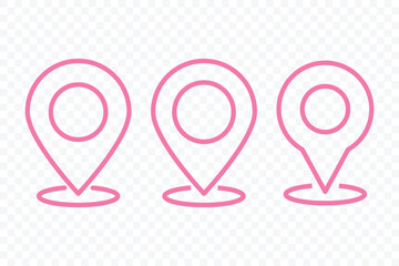 Red location icon Pin point location pointer. Gps location sign. Map pin line icon set. location marker. location pin. Pin or tag to indicate a location. Vector illustration